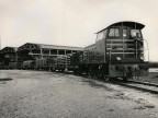 Trasporto tubi sulla linea ferroviaria interna allo stabilimento. 