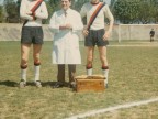 Alessandro Bruletti in campo al torneo di calcio aziendale.