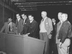 Il marchese Piero Ridolfi in visita allo stabilimento. 1955