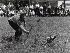 Partecipante alla gara di caccia con cane.